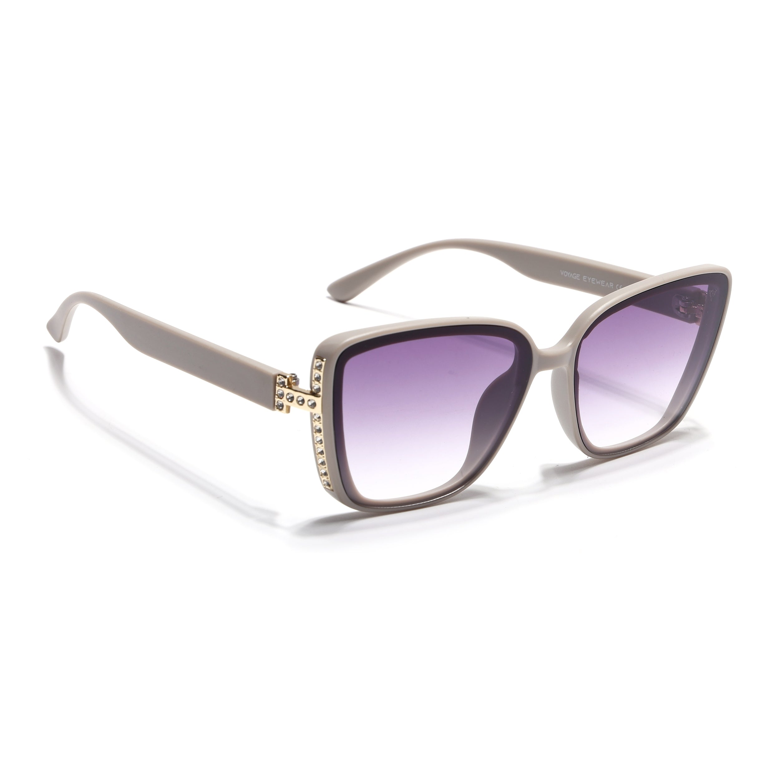 Cateye Sunglasses for Women (Purple & Clear Lens | Nude Frame - MG7540)