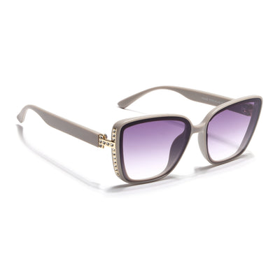 Cateye Sunglasses for Women (Purple & Clear Lens | Nude Frame - MG7540)