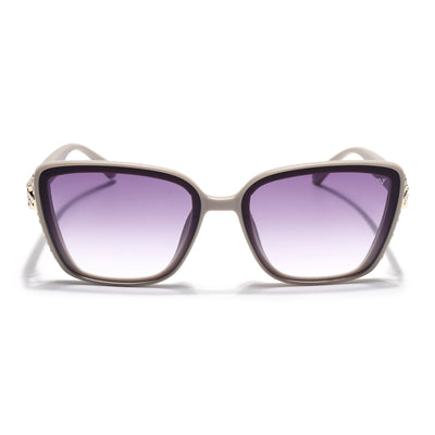 Cateye Sunglasses for Women (Purple & Clear Lens | Nude Frame - MG7540)