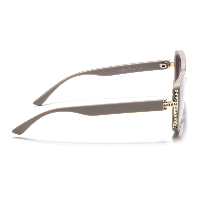 Cateye Sunglasses for Women (Purple & Clear Lens | Nude Frame - MG7540)