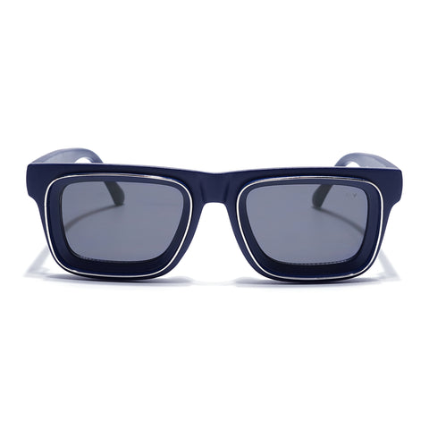Smuggler | Navy Blue & Silver Unisex Sunglasses | Black Lens - MG6423