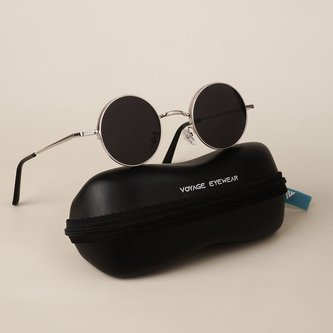 Voyage Black Silver Round Sunglasses - MG3504