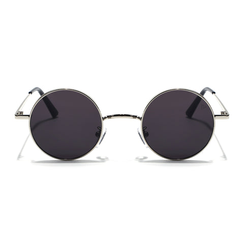 Quasar | Black Silver Round Sunglasses - MG3504