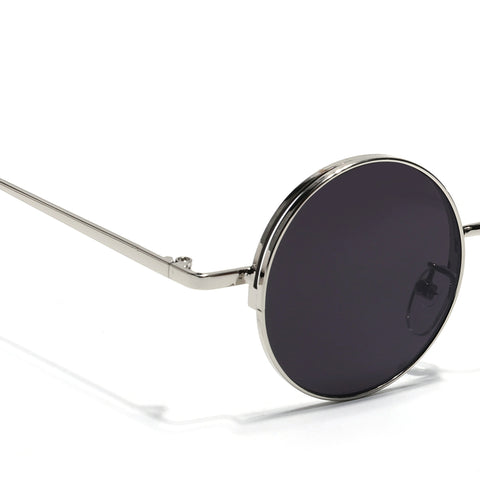 Quasar | Black Silver Round Sunglasses - MG3504