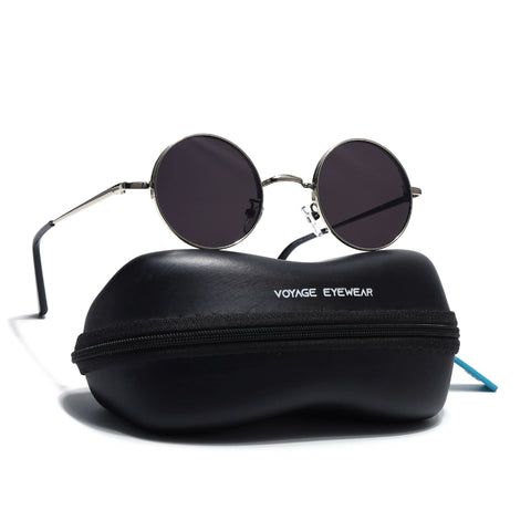 Quasar | Black Silver Round Sunglasses - MG3504
