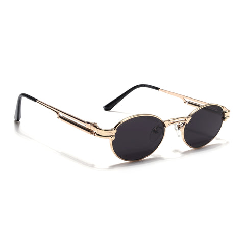Bob | Golden Oval Sunglasses | Black Lens - MG5182