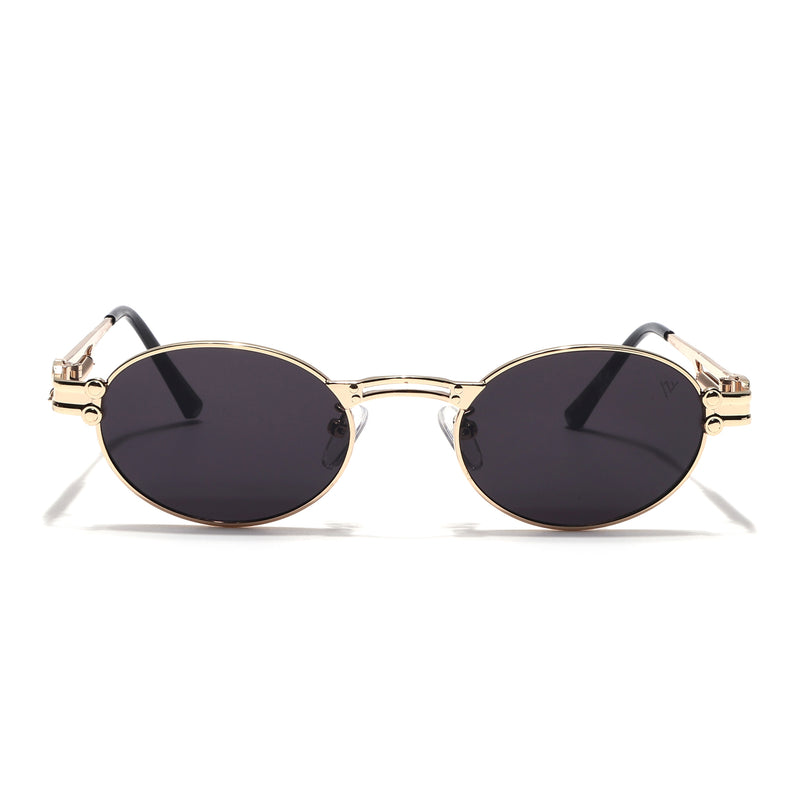 Bob | Golden Oval Sunglasses | Black Lens - MG5182