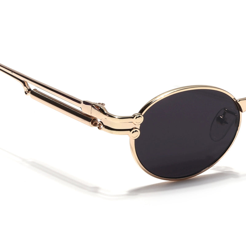Bob | Golden Oval Sunglasses | Black Lens - MG5182