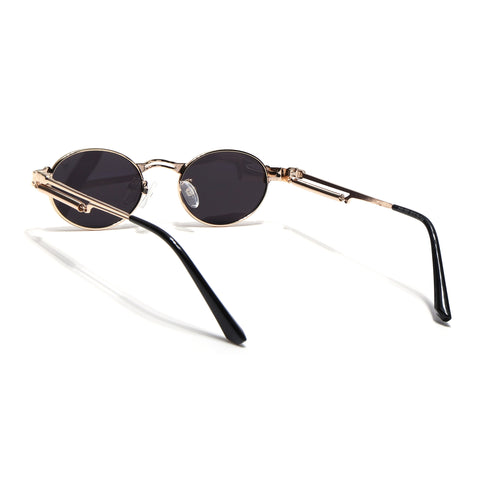 Bob | Golden Oval Sunglasses | Black Lens - MG5182
