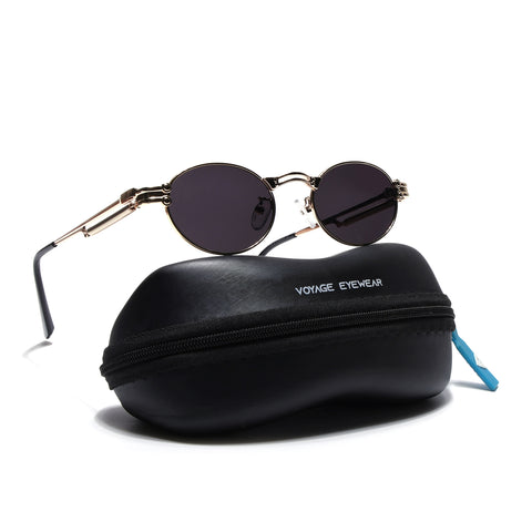 Bob | Golden Oval Sunglasses | Black Lens - MG5182