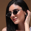 Bob | Silver Oval Sunglasses | Black Lens - MG5183