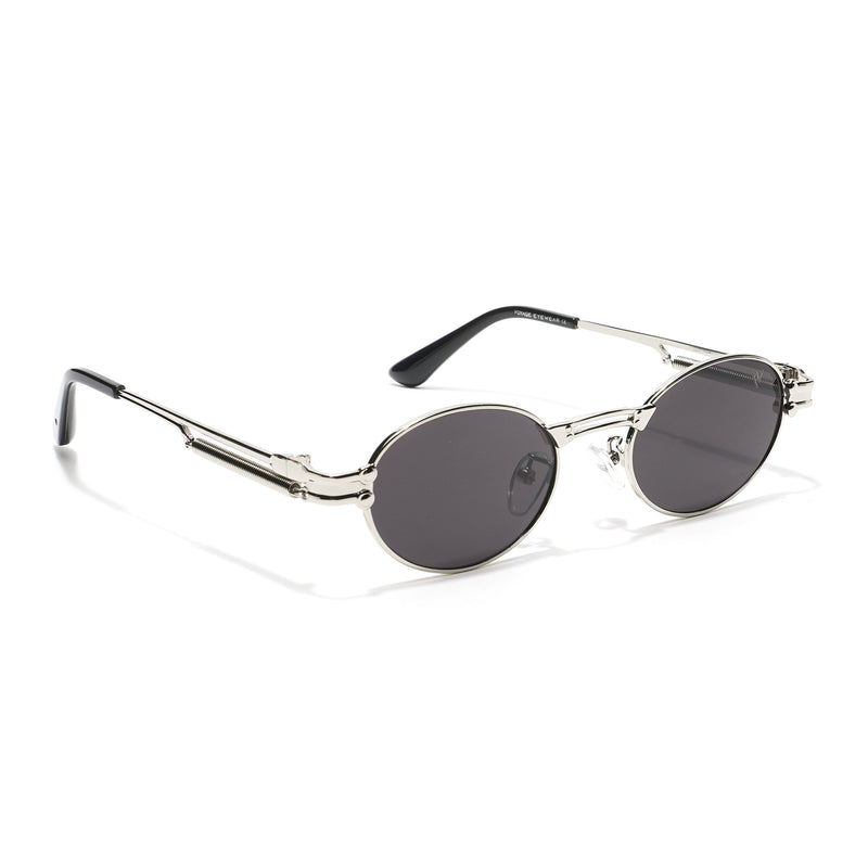 Bob | Silver Oval Sunglasses | Black Lens - MG5183