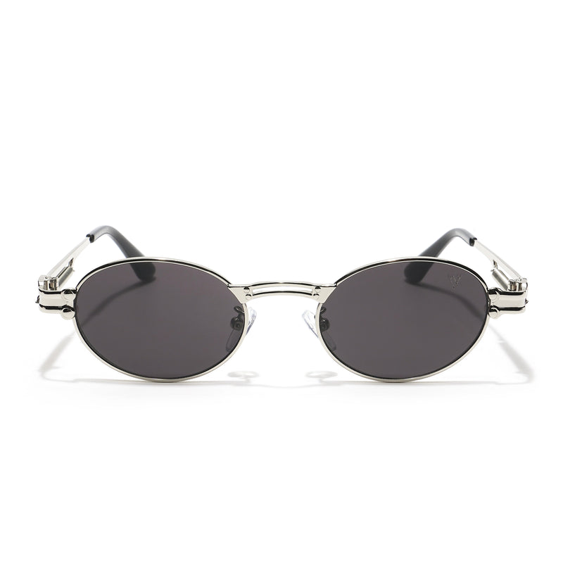 Bob | Silver Oval Sunglasses | Black Lens - MG5183