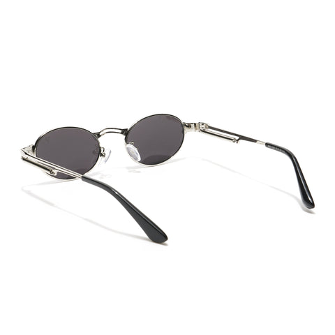 Bob | Silver Oval Sunglasses | Black Lens - MG5183