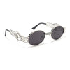 Viper | Oval Sunglasses (Black Lens | Silver Frame  - MG5189)