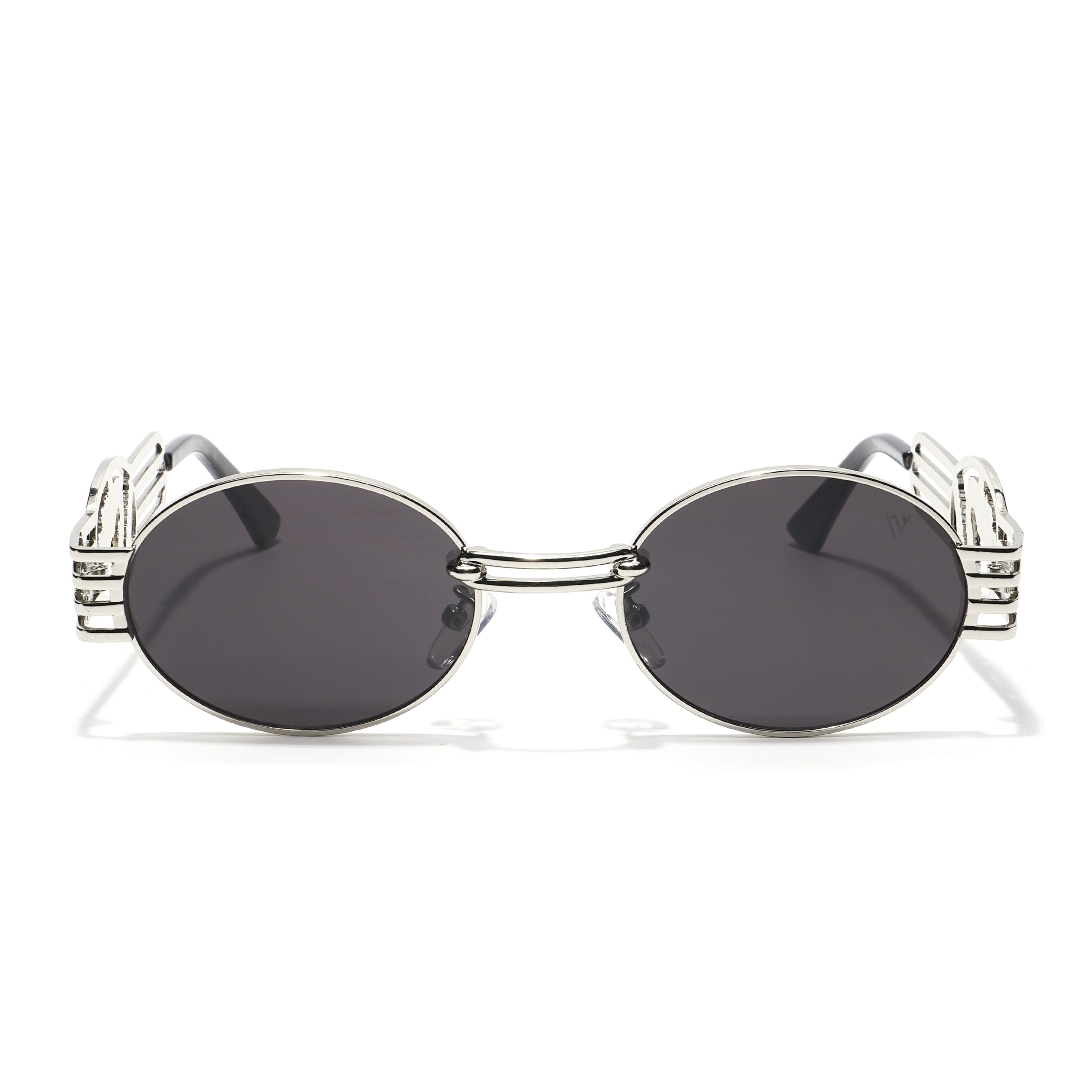 Viper | Oval Sunglasses (Black Lens | Silver Frame  - MG5189)
