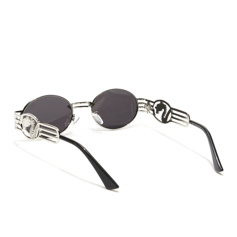 Viper | Oval Sunglasses (Black Lens | Silver Frame  - MG5189)