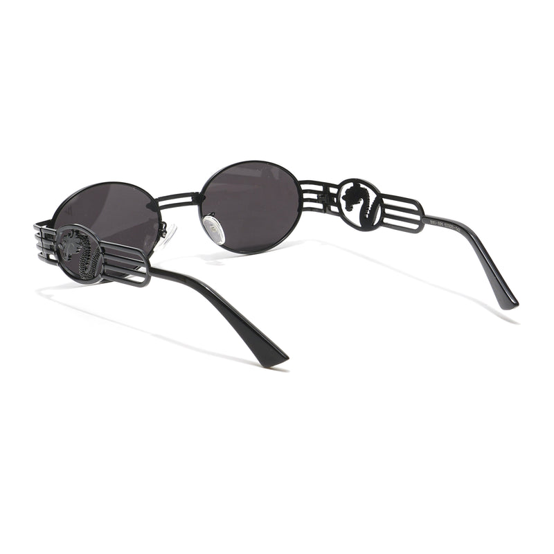 Viper | Oval Sunglasses (Black Lens | Black Frame  - MG5190)
