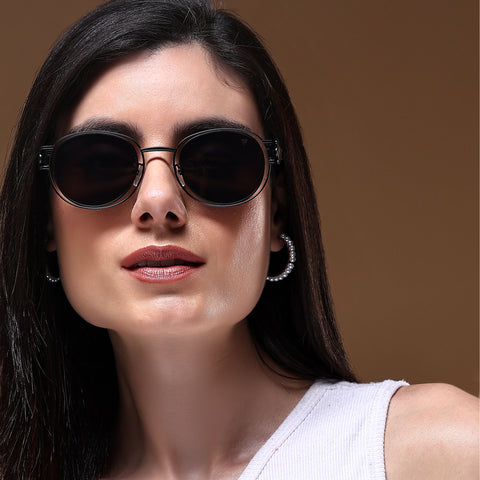 Astro | Oval Sunglasses (Black Lens | Black Frame - MG5201)