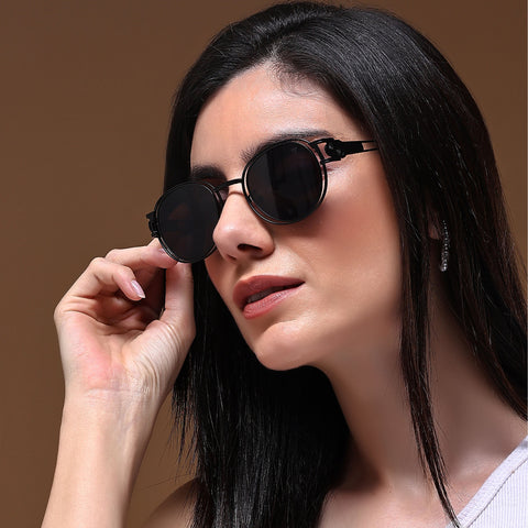 Astro | Oval Sunglasses (Black Lens | Black Frame - MG5201)