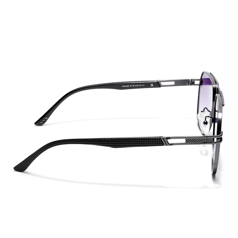 Aviator Sunglasses (Purple & Clear Lens | Grey Frame  - MG5202)