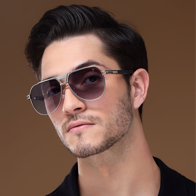Aviator Sunglasses (Blue Lens | Silver Frame  - MG5205)