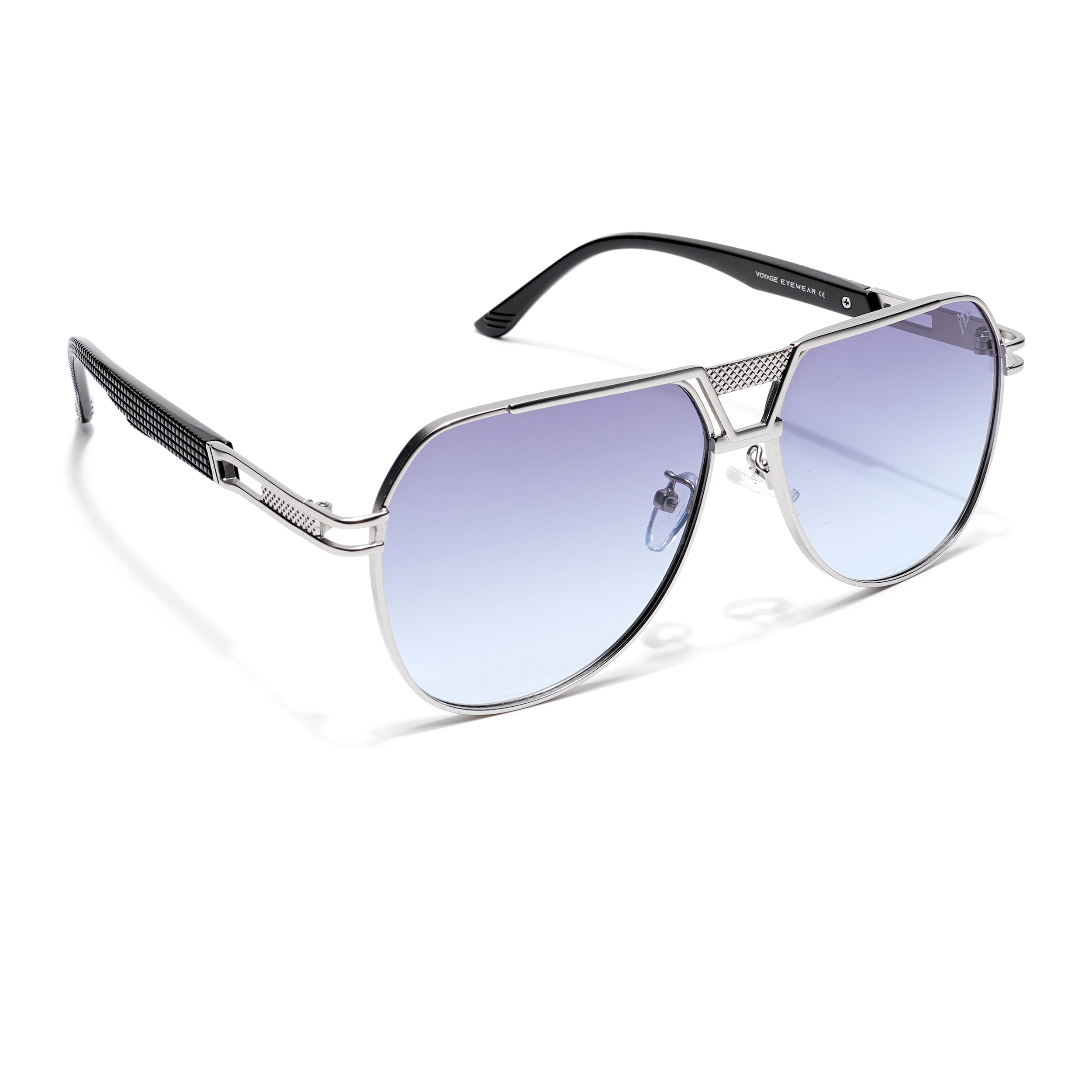 Aviator Sunglasses (Blue Lens | Silver Frame  - MG5205)
