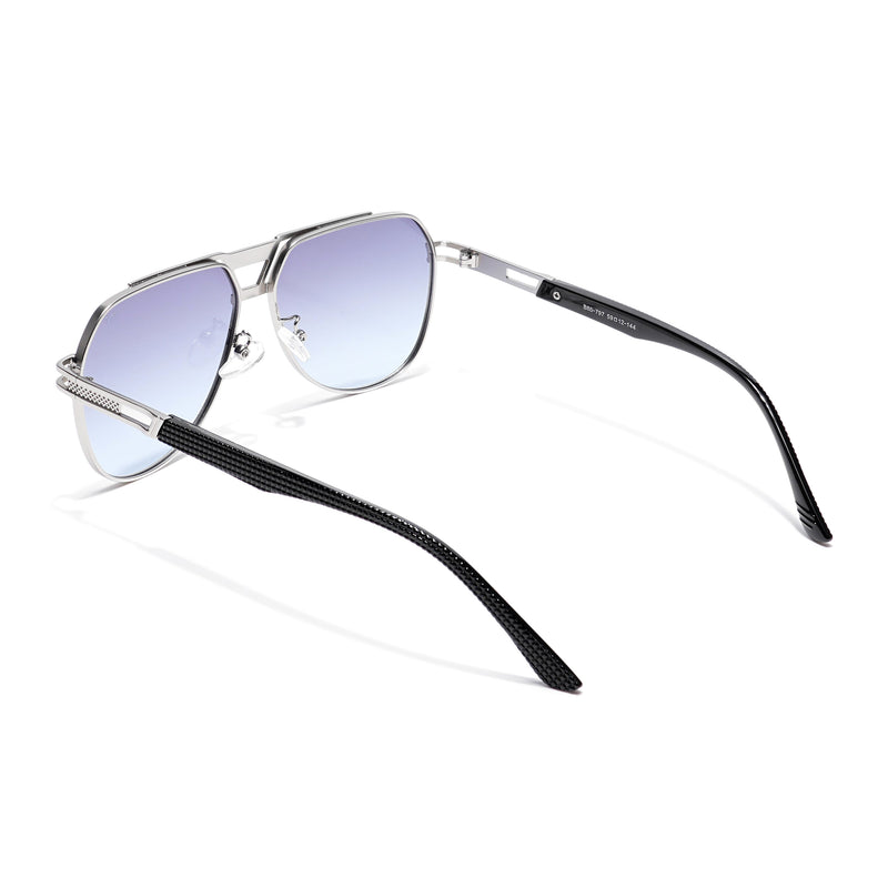 Aviator Sunglasses (Blue Lens | Silver Frame  - MG5205)