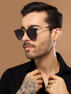 Vista | Cateye Sunglasses (Grey & Clear Lens | Black Frame - MG3187)