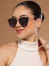 Vista | Cateye Sunglasses (Grey & Clear Lens | Black Frame - MG3187)