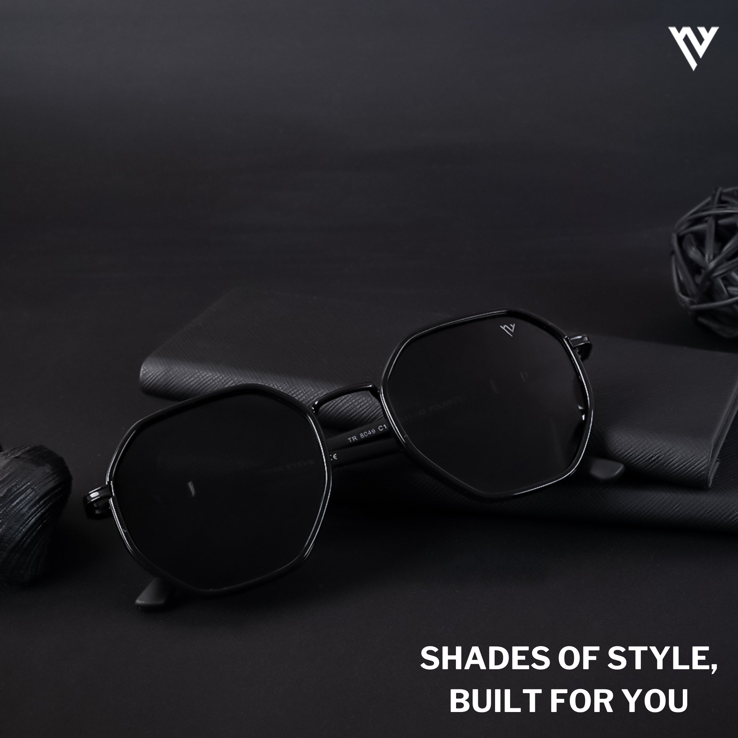 Voyage Exclusive Black Polarized Geometric Sunglasses for Men & Women - PMG4205
