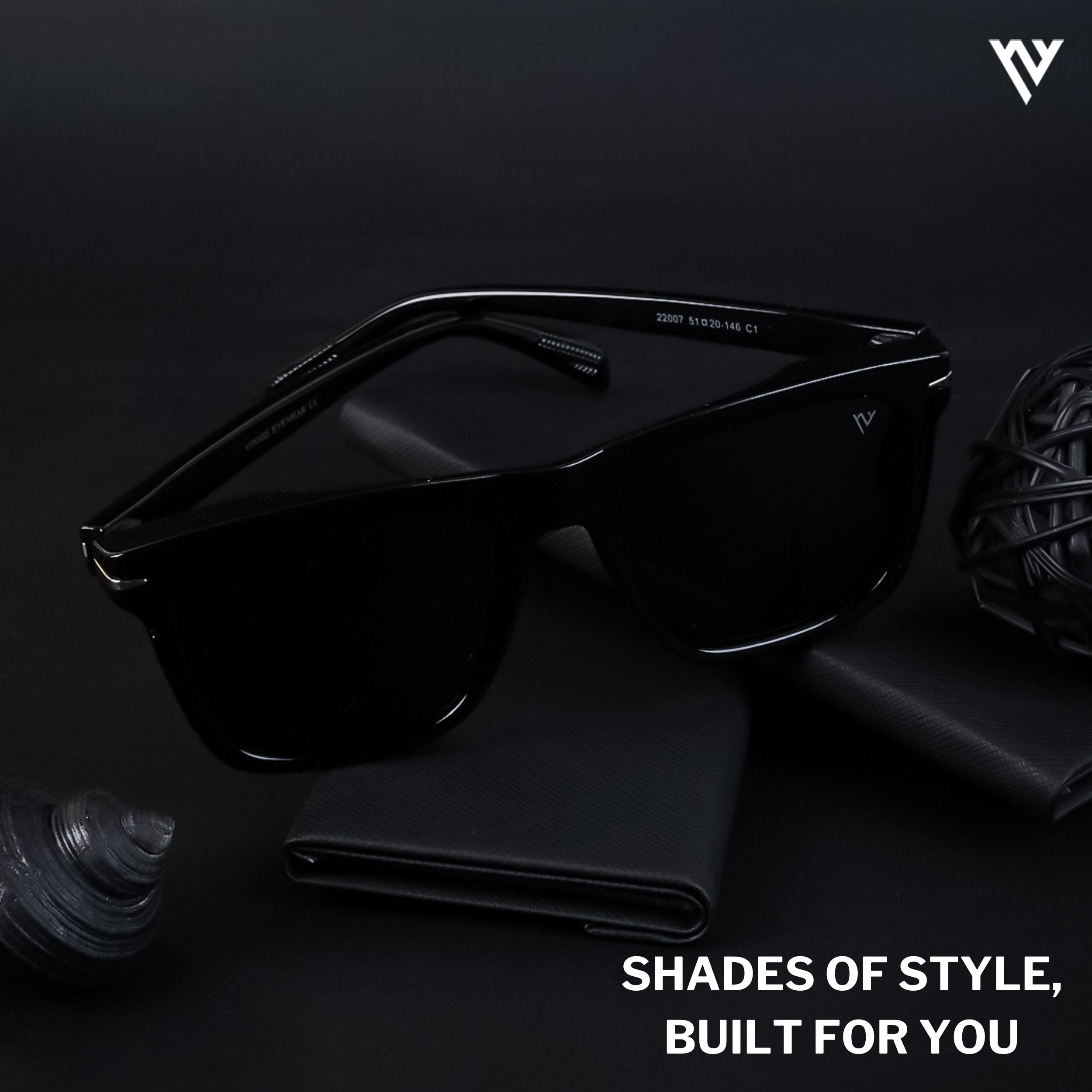 Black Polarized Wayfarer Sunglasses - PMG4186