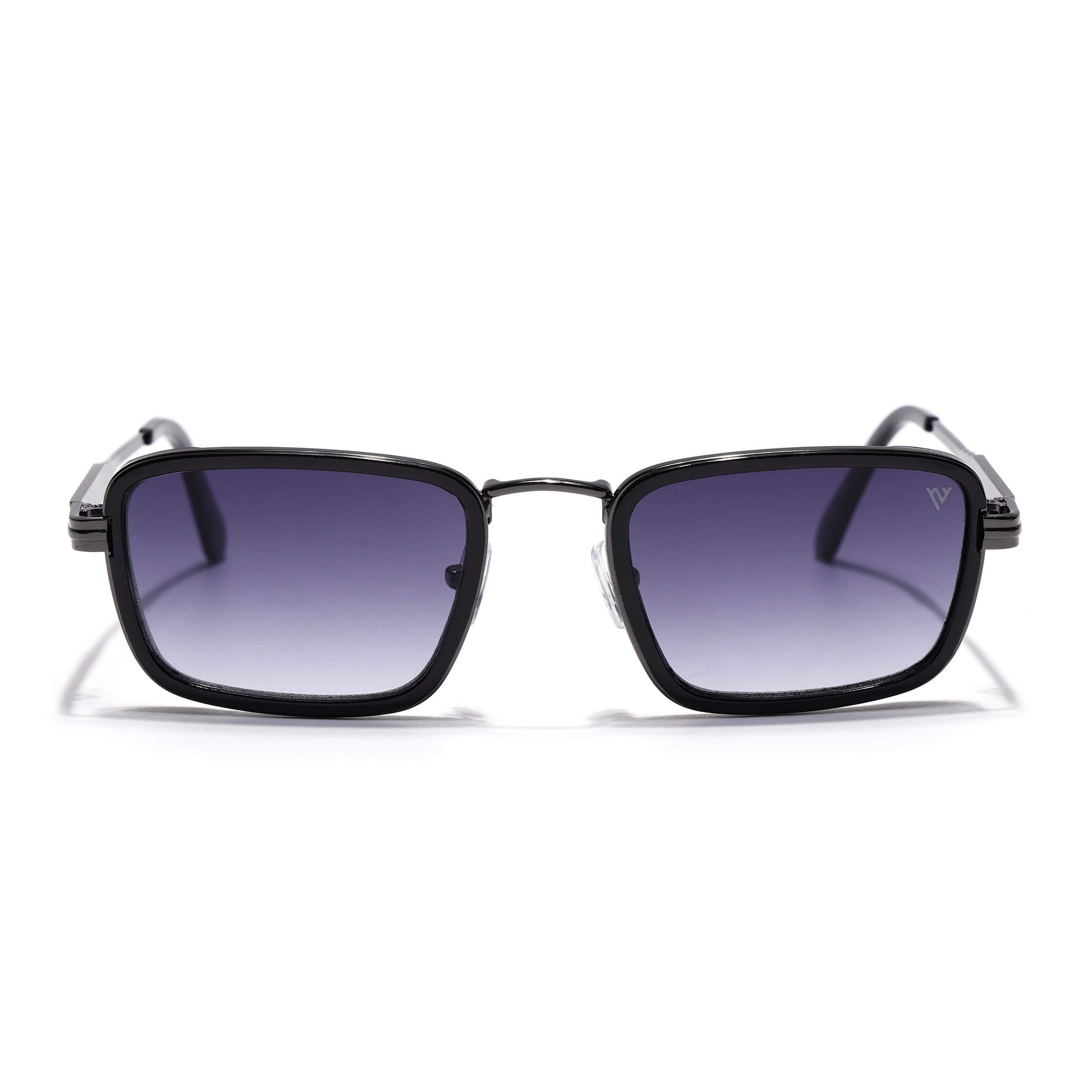 Rectangle Sunglasses for Men & Women (Grey & Clear Lens | Grey & Black Frame - MG7578)