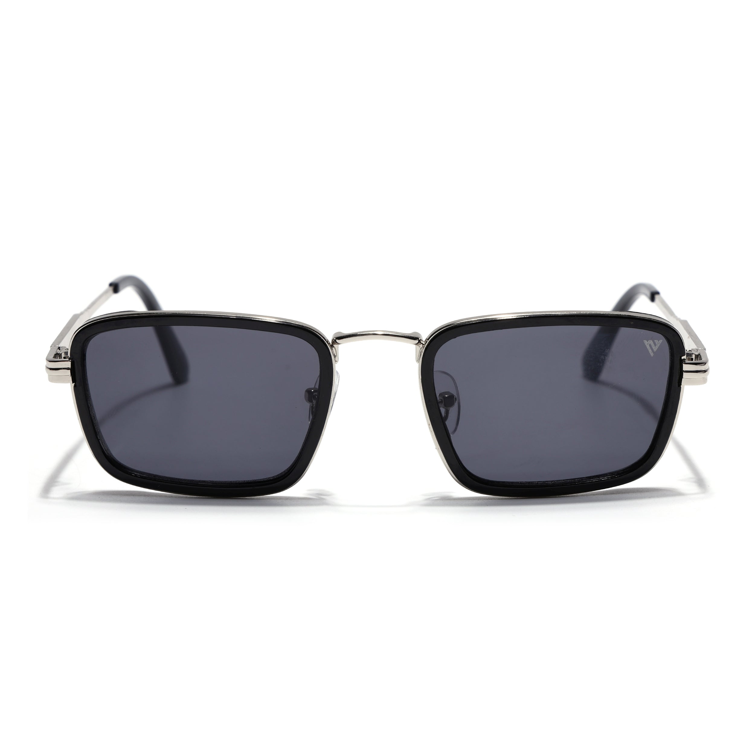 Rectangle Sunglasses for Men & Women (Black Lens | Silver & Black Frame - MG7579)