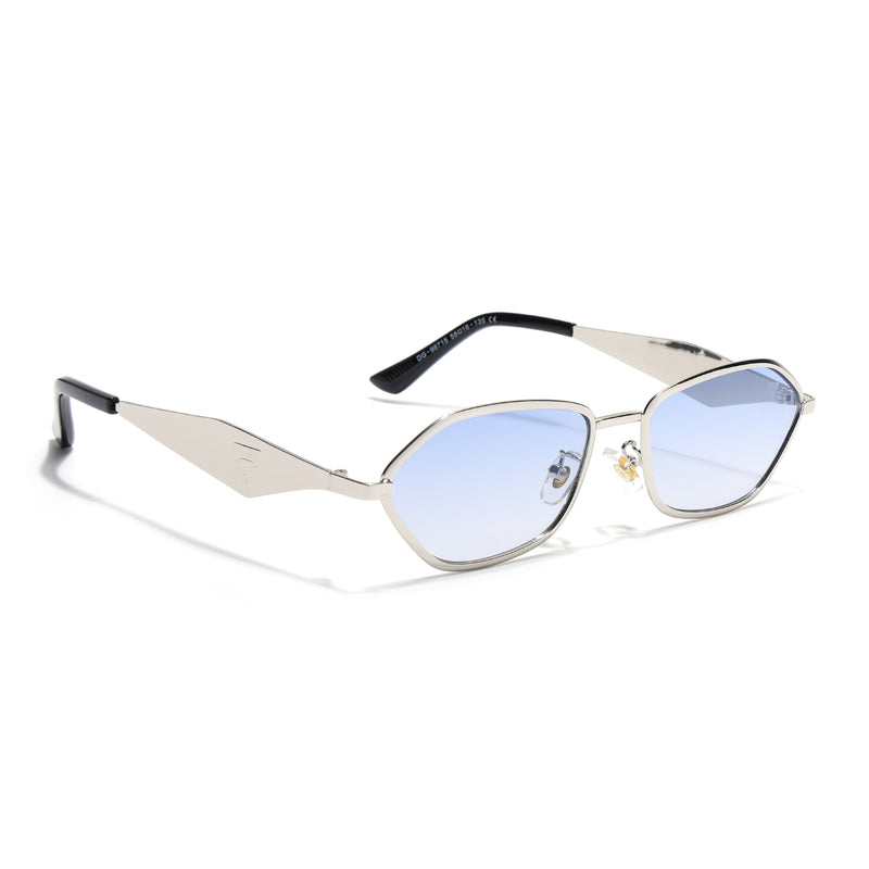 Oval Sunglasses (Blue & Clear Lens | Silver Frame - MG9147)