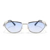 Oval Sunglasses (Blue & Clear Lens | Silver Frame - MG9147)