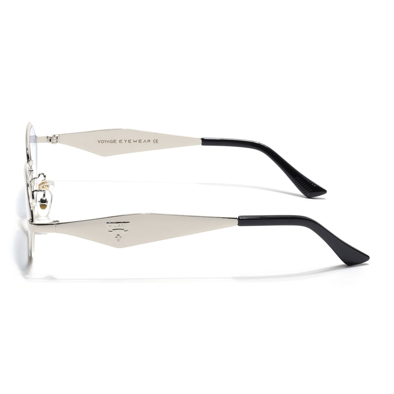 Oval Sunglasses (Blue & Clear Lens | Silver Frame - MG9147)