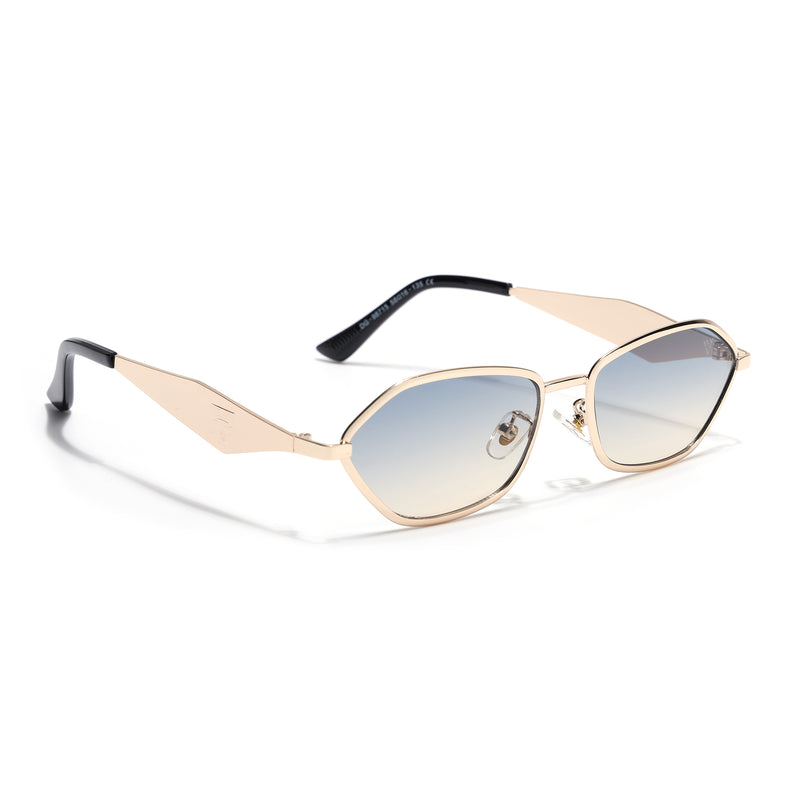 Oval Sunglasses (Grey & Brown Lens | Golden Frame - MG9148)