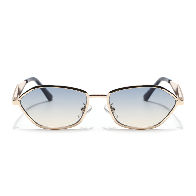Oval Sunglasses (Grey & Brown Lens | Golden Frame - MG9148)