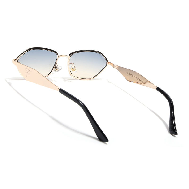 Oval Sunglasses (Grey & Brown Lens | Golden Frame - MG9148)