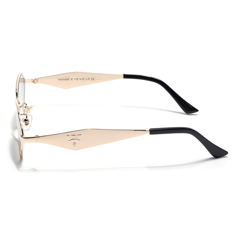 Oval Sunglasses (Grey & Brown Lens | Golden Frame - MG9148)