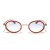 Oval Sunglasses (Light Blue & Clear Lens | Golden & Orange Frame - MG6351)