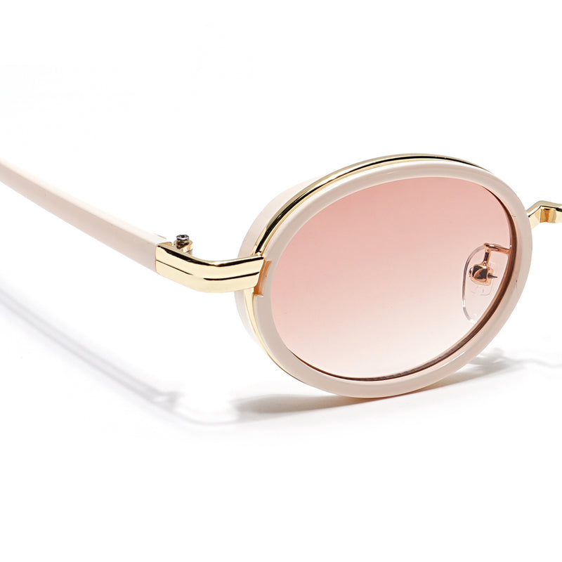 Oval Sunglasses (Light Brown Lens | Golden & Nude Frame - MG6350)