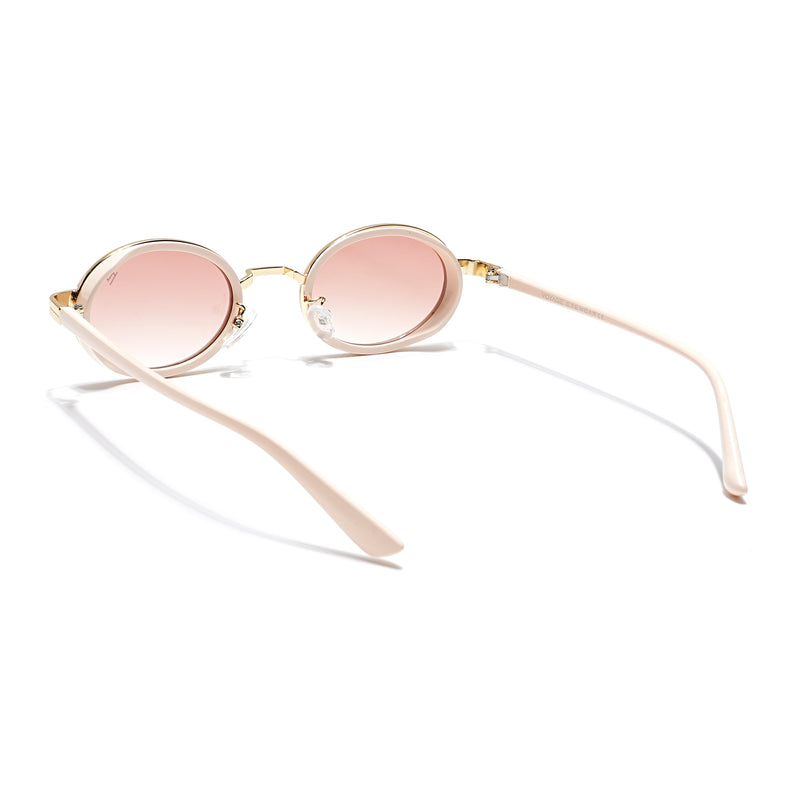 Oval Sunglasses (Light Brown Lens | Golden & Nude Frame - MG6350)