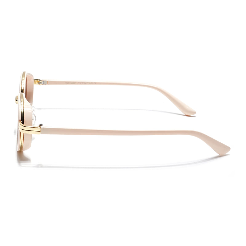 Oval Sunglasses (Light Brown Lens | Golden & Nude Frame - MG6350)