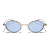 Oval Sunglasses (Light Blue Lens | Golden & White Frame - MG6349)