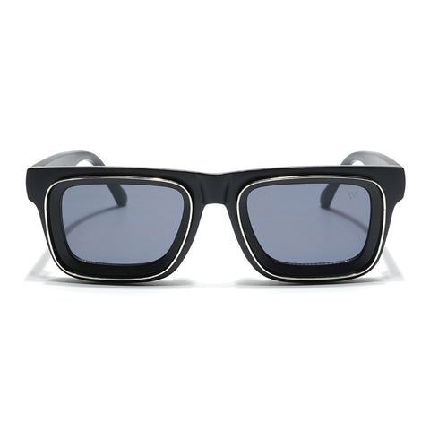 Smuggler | Matte Black & Silver Unisex Sunglasses | Black Lens - MG6421