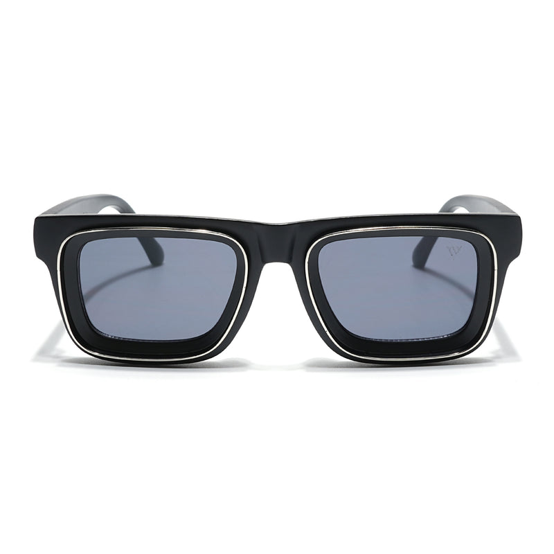 Smuggler | Matte Black & Silver Unisex Sunglasses | Black Lens - MG6421