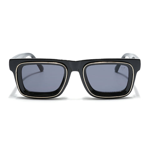 Smuggler | Shine Black & Golden Unisex Sunglasses | Black Lens - MG6422