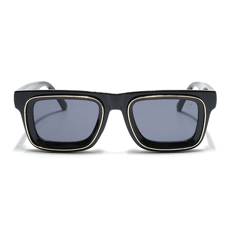 Smuggler | Shine Black & Golden Unisex Sunglasses | Black Lens - MG6422